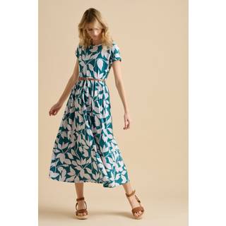 Brakeburn Brakeburn Blue Woodland Leaves Maxi Jersey Dress - 10