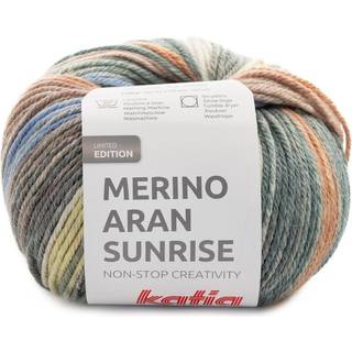 Katia Merino Aran Sunrise 308 Kobber-Blå-Khaki Indhold: 52% merinould, 48% akryl Vægt/længde: 100 g = ca. 155 meter Anbefalede pinde: 4.5-5.5 mm Strikkefasthed: 10 x 10 cm = 16 m x 20 p Vask: Maskinvask 30℃ / Kan tørretumbles.