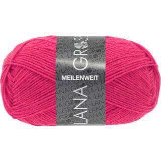 Lana Grossa Meilenweit 50 1420 Hindbær Indhold:80% ren, ny uld, 20% polyamid Vægt/længde: 50 g = ca. 210 meter Anbefalede pinde: 2.50-3.00 mm Strikkefasthed:10 x 10 cm = 28 m x 40 p Vask:Finvask 40℃ / Kan tørretumbles.