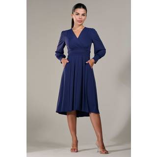 Jolie Moi Jolie Moi Blue Petite Petite Long Sleeve Soft Silky Jersey Midi Dress - 12 P