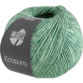 Lana Grossa Ecopuno 97 Jade Indhold: 72% bomuld, 17% ren ny merinould, 11% baby alpaca Vægt/Længde: 50 g = ca. 215 meter Anbefalede pinde: 4.00-4.50 mm Strikkefasthed: 10 x 10 cm = 24 m x 30 p Vask:Håndvask / Tørres fladt.