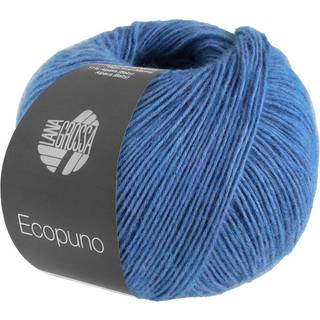 Lana Grossa Ecopuno 98 Dueblå Indhold: 72% bomuld, 17% ren ny merinould, 11% baby alpaca Vægt/Længde: 50 g = ca. 215 meter Anbefalede pinde: 4.00-4.50 mm Strikkefasthed: 10 x 10 cm = 24 m x 30 p Vask:Håndvask / Tørres fladt.