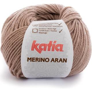Katia Merino Aran 074 Beige Indhold: 52% superwash merinould, 48% akryl Vægt/længde: 100 g = ca. 155 meter Anbefalede pinde: 4.5-5.5 mm Strikkefasthed: 10 x 10 cm = 16 m x 20 p Vask: Finvask 30℃ / Kan tørretumbles.