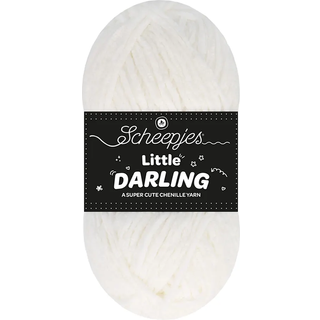 Scheepjes Little Darling 401 Ice Bear Indhold:100% polyester Vægt/længde:50 g = ca. 90 meter Anbefalede pinde: 4.00 mm Strikkefasthed:10 x 10 cm = 14 m x 28 p Vask:Maskinvask 40°C.