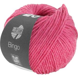Lana Grossa Bingo 1034 Pink meleret Indhold:100% ren ny, ekstrafin merinould Vægt/Længde: 50 g = ca. 80 meter Anbefalede pinde: 4.5-5.5 mm Strikkefasthed: 10 x 10 cm = 16 m x 23 p Vask:Finvask 30º/ Tørres fladt.