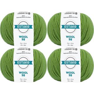 Estako Wool 98 100% Superwash Merino Wool Medium Worsted Weight Blød strikning og hæklet garn 1,76 oz (50gr) 98 yds (90 m) (6371-grøn)