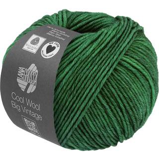 Lana Grossa Cool Wool Big Vintage 80 Patinagrøn Indhold:100% ren ny merinould Vægt/Længde: 50 g = ca. 120 meter Anbefalede pinde: 3.50-4.00 mm Strikkefasthed: 10 x 10 cm = 19 m x 26 p Vask:Finvask 30º/ Tørres fladt.
