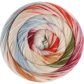 Lana Grossa Meilenweit 100 Dusk 6202 Lakseorange/Ecru/Lyngrød/Mørkerød/Sart gul/Karamel/Nougat Indhold: 80% ren ny merinould, 20% polyamid Vægt/Længde:100 g = ca. 400 meter Anbefalede pinde:2.5-3 mm Strikkefasthed:10 x 10 cm = 28 m x 40 p Vask:Finvask 40℃ / Kan tørretumbles.