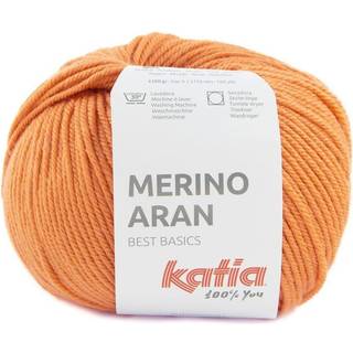 Katia Merino Aran 096 Pastel orange Indhold: 52% superwash merinould, 48% akryl Vægt/længde: 100 g = ca. 155 meter Anbefalede pinde: 4.5-5.5 mm Strikkefasthed: 10 x 10 cm = 16 m x 20 p Vask: Finvask 30℃ / Kan tørretumbles.