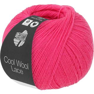 Lana Grossa Cool Wool Lace 46 Pink Indhold: 100% ren ny, ekstrafin merinould Vægt/Længde: 50 g = ca. 400 meter Anbefalede pinde: 2-3 mm Strikkefasthed: 10 x 10 cm = 34 m x 44 p Vask:Finvask 30º/ Tørres fladt.