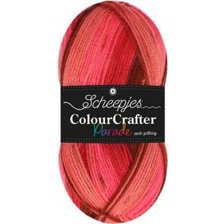 Scheepjes Colour Crafter Parade 401 Red Blend Indhold: 100% akryl Vægt/længde: 100 g = ca. 300 meter Anbefalede pinde: 4 mm Strikkefasthed: 10 x 10 cm = 20 m x 24 p Vask:Kan maskinvaskes op til 30°C.