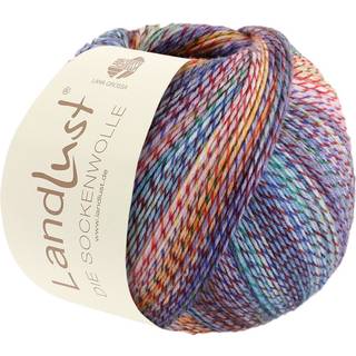 Lana Grossa Landlust Die Sockenwolle 213 Lilla/Gul/Rosa/Turkis/Grøn/Rød/Mørkeblå Indhold: 80% ren, ny merinould, 20% polyamid Vægt/længde: 100 g = ca. 420 meter Anbefalede pinde: 2.50-3.00 mm Strikkefasthed: 10 x 10 cm = 28 m x 40 p Vask: Finvask 40℃ / Kan tørretumbles.