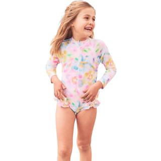Angel & Rocket Angel & Rocket Pink Jodie Sunsafe Print Long Sleeved Swimsuit