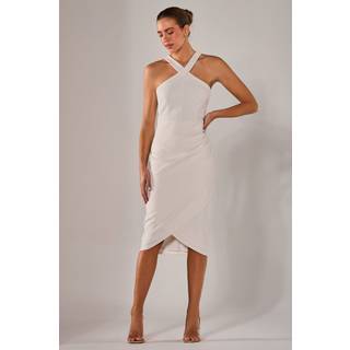 Jolie Moi Jolie Moi Cross-Over Halterneck Midi Kjole - EU 38 (UK 10)