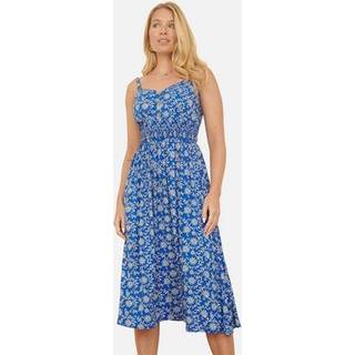 Yumi Yumi Blue Block Print Midi Sun Dress With Button Details