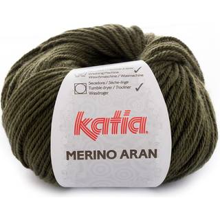 Katia Merino Aran 048 Mellemgrøn Indhold: 52% superwash merinould, 48% akryl Vægt/længde: 100 g = ca. 155 meter Anbefalede pinde: 4.5-5.5 mm Strikkefasthed: 10 x 10 cm = 16 m x 20 p Vask: Finvask 30℃ / Kan tørretumbles.