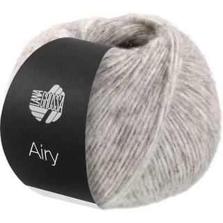 Lana Grossa Airy 12 Hvidgrå Indhold: 42% baby alpaca, 40% bomuld, 18% ren, ny merinould Vægt/Længde: 50 g = ca. 170 meter Anbefalede pinde: 5-5.5 mm Strikkefasthed: 10 x 10 cm = 15 m x 22 p Vask:Håndvask / Tørres fladt.