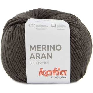 Katia Merino Aran 095 Støvet mørkebrun Indhold: 52% superwash merinould, 48% akryl Vægt/længde: 100 g = ca. 155 meter Anbefalede pinde: 4.5-5.5 mm Strikkefasthed: 10 x 10 cm = 16 m x 20 p Vask: Finvask 30℃ / Kan tørretumbles.