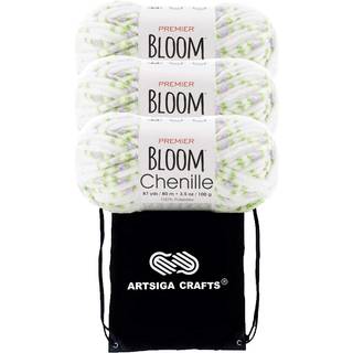 Premier Yarns Bloom Chenille Lilac 2099-04 (3 -SKEINS - Samme farvestof) V?gts volumin?s #6 polyestergarn til h?kling og strikning - bundt med 1