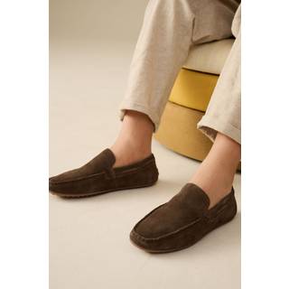 Next Suede Khaki/Green Standard Fit (F) Loafers
