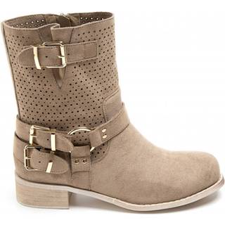 Malou dame bikerstøvler 9636A - Khaki - 36