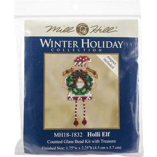 Holli Elf Beaded Counted Cross Stitch Ornament Kit Mill Hill 2018 Winter Holiday MH181832