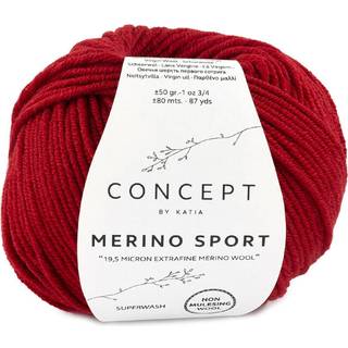 Katia Concept Merino Sport 021 Bordeaux Indhold: 100% superwash merinould Vægt/længde: 50 g = ca. 80 meter Anbefalede pinde: 5-5.5 mm Strikkefasthed: 10 x 10 cm = 18 m x 24 p Vask: Finvask 30℃ / Kan tørretumbles.