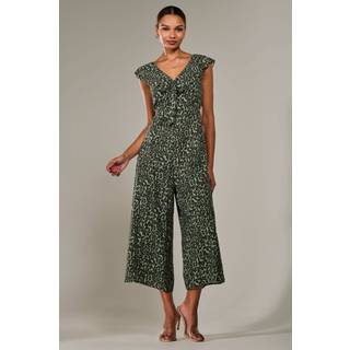 Jolie Moi Jolie Moi Green Frill Tie Front Jumpsuit