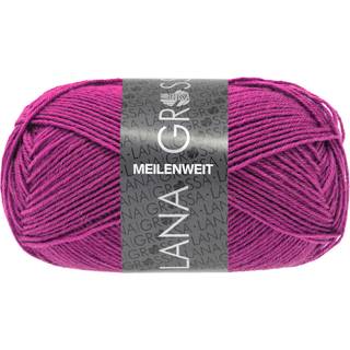 Lana Grossa Meilenweit 50 1412 Orkidé Indhold:80% ren, ny uld, 20% polyamid Vægt/længde: 50 g = ca. 210 meter Anbefalede pinde: 2.50-3.00 mm Strikkefasthed:10 x 10 cm = 28 m x 40 p Vask:Finvask 40℃ / Kan tørretumbles.