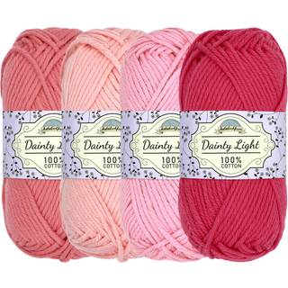 Jubileeyarn Dainty Light Yarn - Worned Weight Cotton - 100G/Skein - Shades of Pink - 4 Skeins