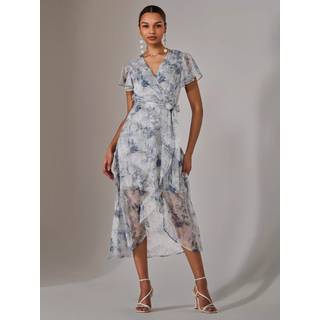 Jolie Moi Jolie Moi Chiffon Wrap Midi Kjole - EU 36 (UK 8)