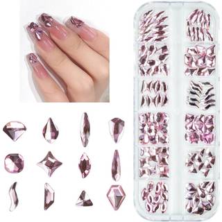 qiipii 120pcs lyser?de rhinestones negle charme 12 former lyserosa fladback store perler k9 glasrosa negle sten diamant juveler neglekunst forsyn
