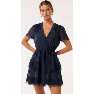 Forever New Petite Mini Emmy Lace Trim Dress with a Touch of Linen36