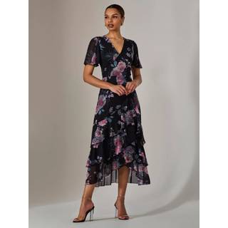 Jolie Moi Jolie Moi Mesh Tryk Frill Hem Midaxi Kjole - EU 44 (UK 16)