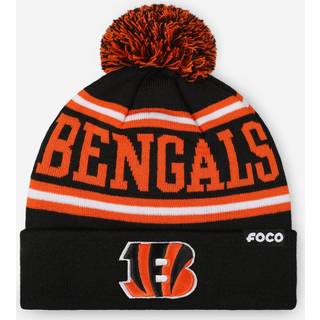 Foco Cincinnati Bengals NFL Logo Stripe Pom Beanie Hat Team Color