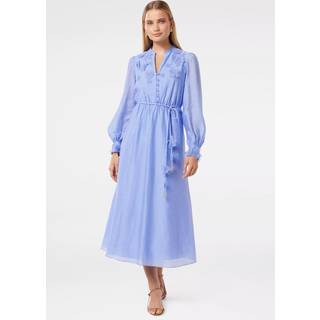 Forever New Forever New Blue Yasmin Floral Detail Midi Dress with a touch of Linen