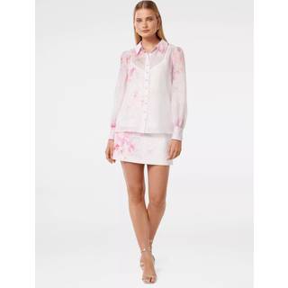 Forever New Forever New Pink Slim Cora Shirt with a Touch Of Linen