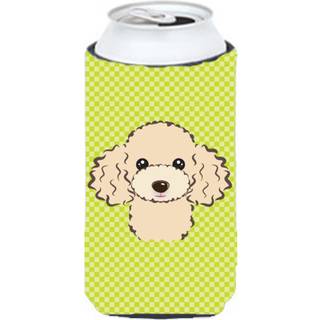 Checkerboard Lime Green Buff Poodle Tall Boy Beverage Isulator Hugger BB1320TBC