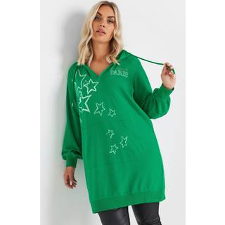 Yours Curve Yours Curve Green 'Paris' Star Print Longline Hoodie