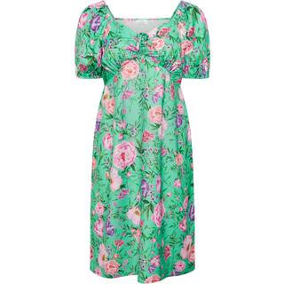 Yours Curve Yours Curve Green London Floral Puff Sleeve Dress