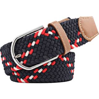 Huyfhksd blandet farve vævet stretch flettet bælter til mænd og kvinder mode elastiske bælter s marineblå rød hvid