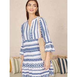 Yumi Tencel Geo Stribet Tryk Beach Tunika40