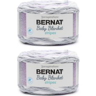 Bernat Baby Blanket Stripes Violets Garn - 2 pakke med 300 g/10,5 oz - Polyester - 6 Super Bulky - 220 Yards - Strik/h?kling