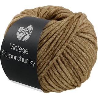 Lana Grossa Vintage Superchunky 508 Khakibeige Indhold: 100% ren, ny merinould Vægt/Længde: 100 g = ca. 80 meter Anbefalede pinde: 8-9 mm Strikkefasthed: 10 x 10 cm = 11 m x 15 p Vask:Finvask 30º/ Tørres fladt.