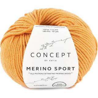 Katia Concept Merino Sport 065 Pastel orange Indhold: 100% superwash merinould Vægt/længde: 50 g = ca. 80 meter Anbefalede pinde: 5-5.5 mm Strikkefasthed: 10 x 10 cm = 18 m x 24 p Vask: Finvask 30℃ / Kan tørretumbles.
