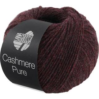 Lana Grossa Cashmere Pure 21 Burgund Indhold: 100% cashmere Vægt/Længde: 25 g = ca. 115 meter Anbefalede pinde: 4.5 mm Strikkefasthed:10 x 10 cm = 21 m x 30 p Vask:Håndvask / Tørres fladt.