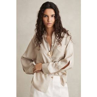 Reiss Reiss Stone Reenie Silk Button Sleeve Shirt