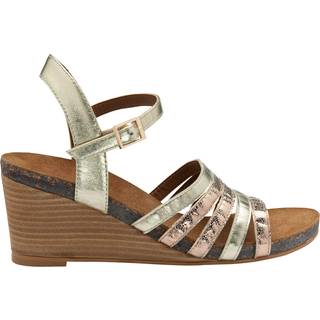 Ravel Ravel Gold Leather Wedge Sandals