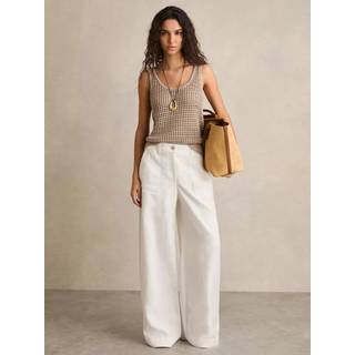 Reiss Reiss White Ashby Linen Wide-Leg Trousers