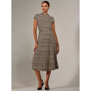 Jolie Moi Jolie Moi Black Jersey Capped Sleeve Pleated Midi Dress - 14